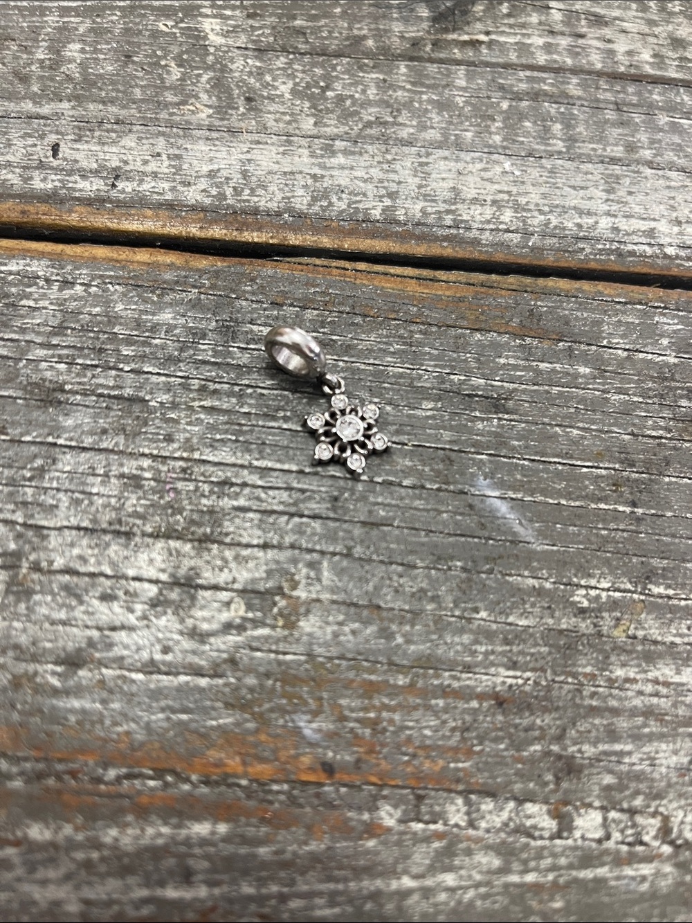 Brighton Silver Snowflake Charm Pendant - Clear Crystal Accent